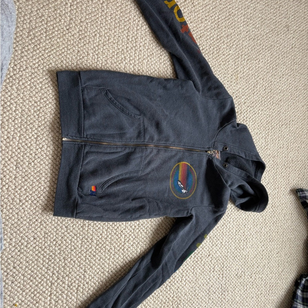 Aviator Nation Girls Dark Gray Zip Up Hoodie